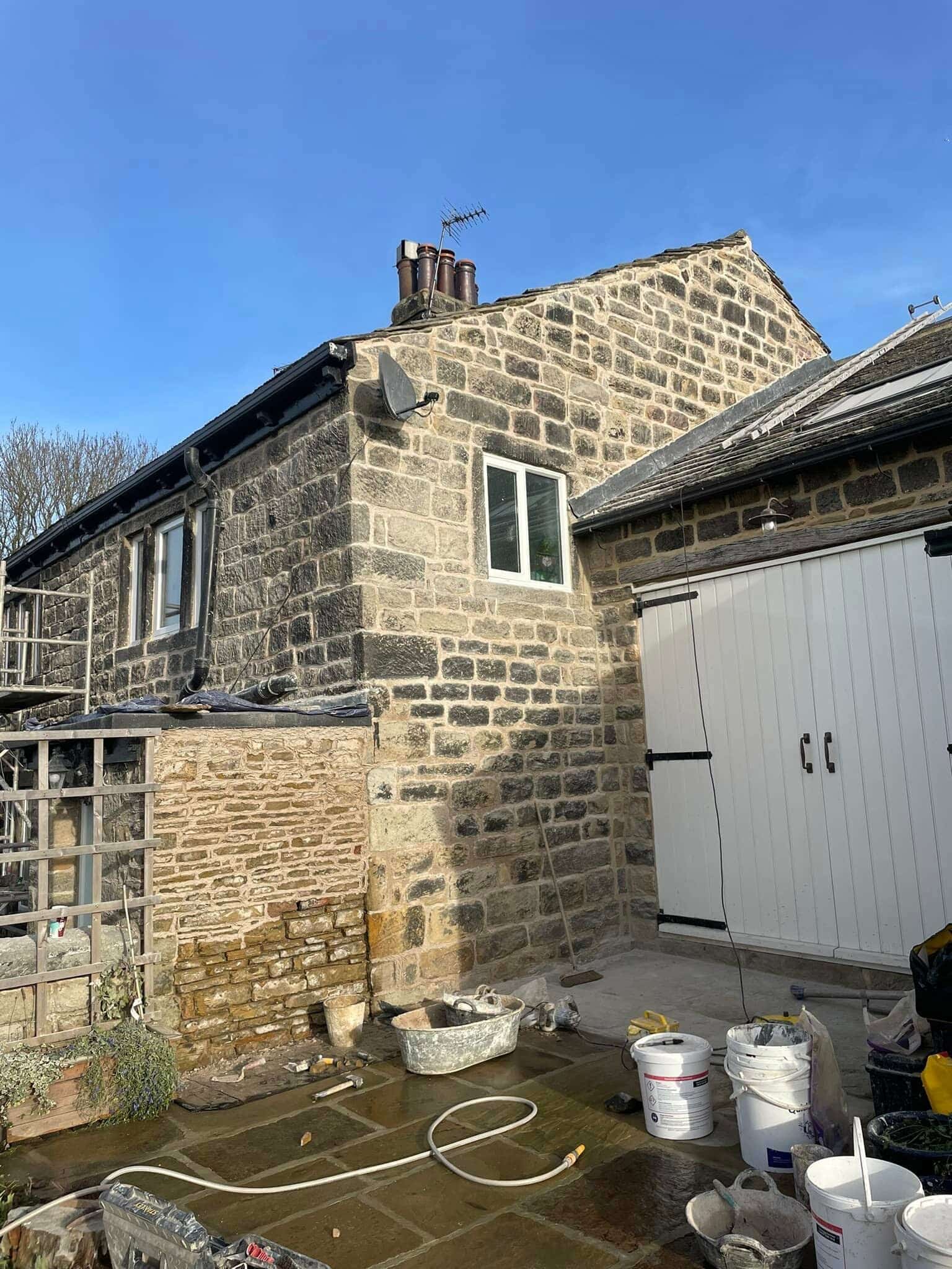 Restoring 2 cottages in yeadon using lime mortar for pointing in Leeds,West Yorkshire